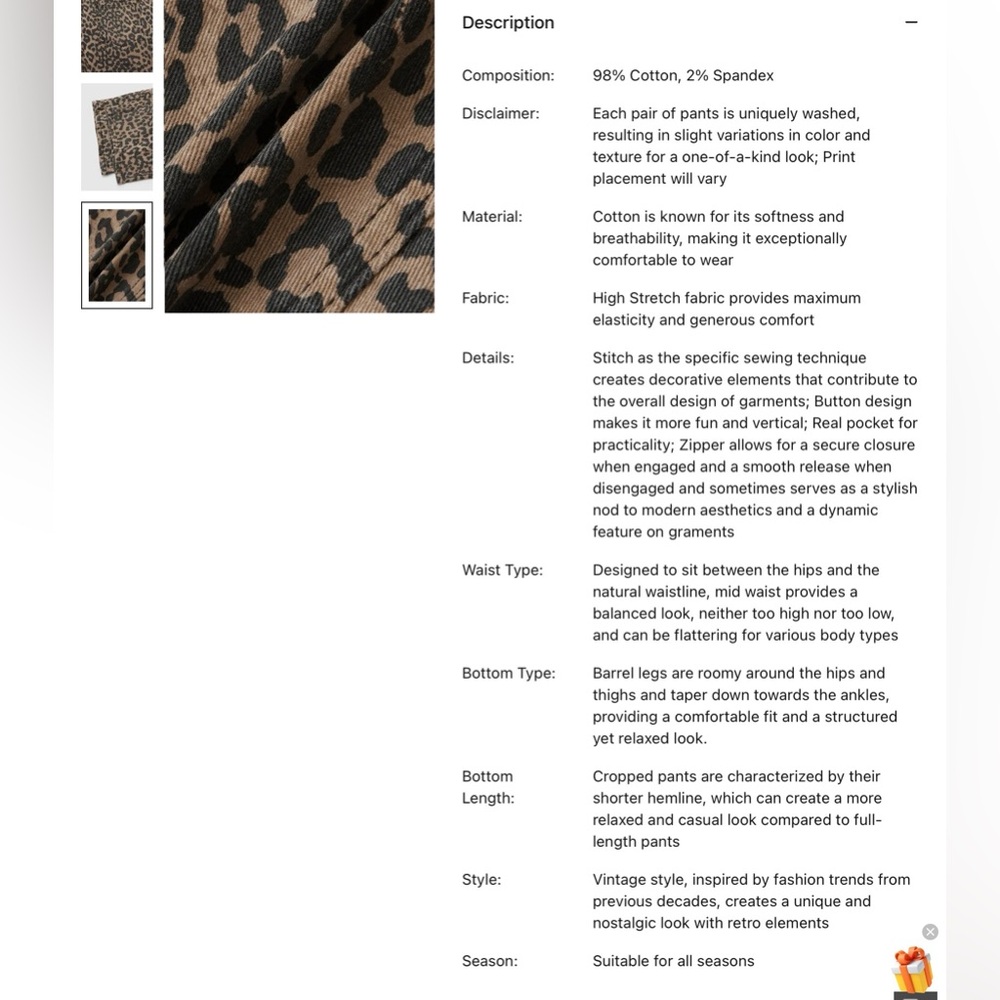 Flamingals Leopard Stitch Detail Mid Rise Barrel Leg Crop Jeans Size Large NWT - Picture 2 of 15
